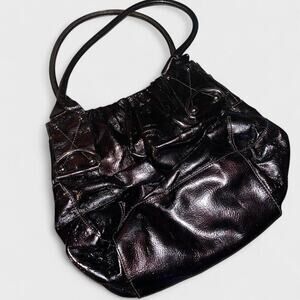 Worthington Vintage Black Patent Vegan Leather Handbag